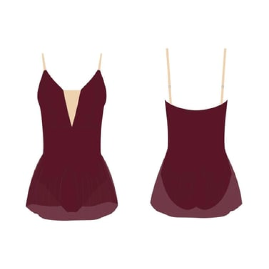 Gymo Dancewear Bale Mayosu Royal Etekli Bordo