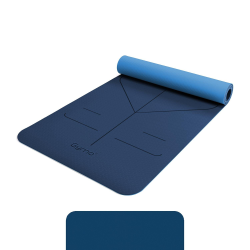 Gymo Hizalamalı 6mm TPE Yoga Matı Pilates Minderi Diz Dirsek Koruyucu Matlı Set Mavi