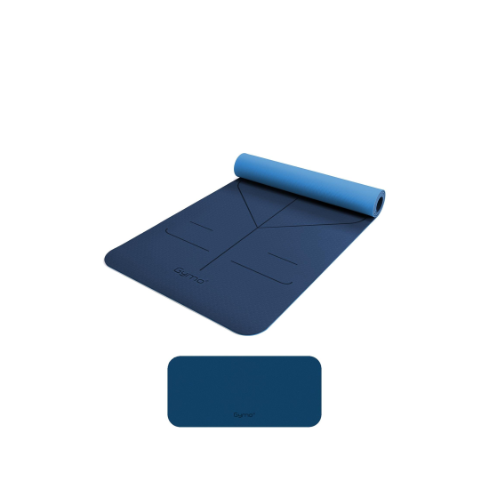 Gymo Hizalamalı 6mm TPE Yoga Matı Pilates Minderi Diz Dirsek Koruyucu Matlı Set Mavi