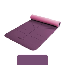 Gymo Hizalamalı 6mm TPE Yoga Matı Pilates Minderi Diz Dirsek Koruyucu Matlı Set Mürdüm