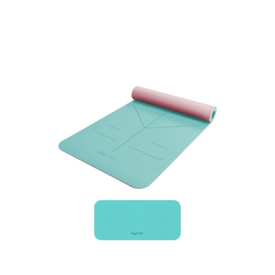 Gymo Hizalamalı 6mm TPE Yoga Matı Pilates Minderi Diz Dirsek Koruyucu Matlı Set Nane Yeşili