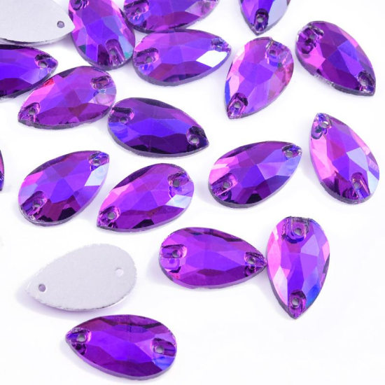 Gymo Premium Dikme Kristal Teardrop 10.5*18mm P45 Dark Amethyst AB 28 Ad.