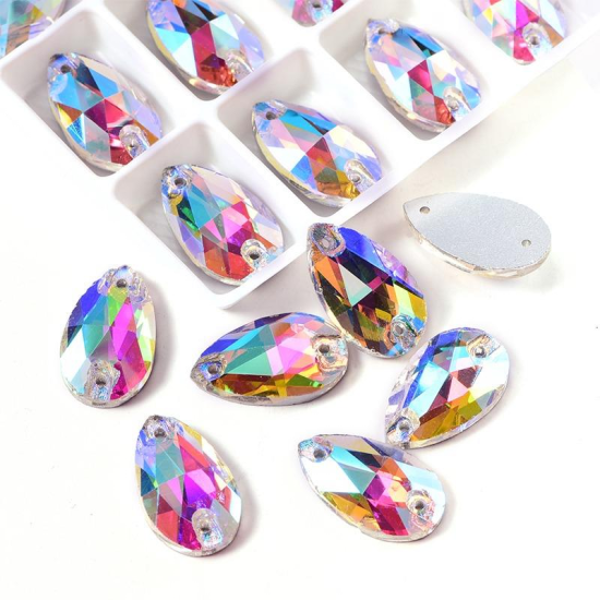 Gymo Premium Dikme Kristal Teardrop 13*18mm Crystal AB 20 Ad.