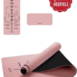 Gymo Sembol Hizalamalı 6mm TPE Yoga Matı Pilates Minderi Diz Dirsek Koruyucu Matlı Set Scarlet