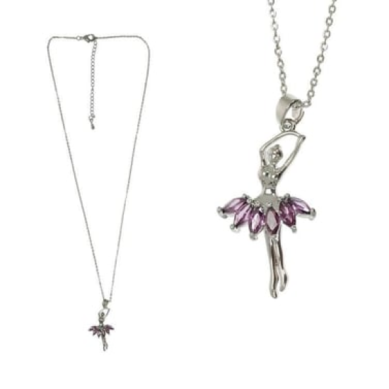 Taşlı Balerin Kolye Lila GRDB32311-1-3